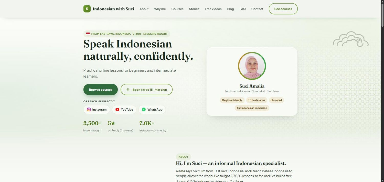 Screenshot of Indonesian with Suci